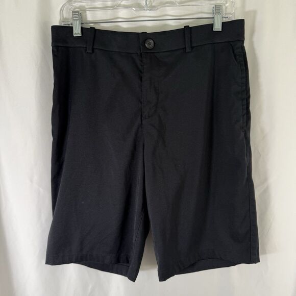 Nike Chino Shorts Men's 30 Solid Black Golf Button Zip Pockets Grip Waist - Picture 1 of 9